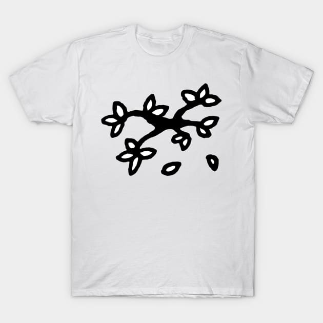 Spring Tree Branch Doodle Art T-Shirt by VANDERVISUALS